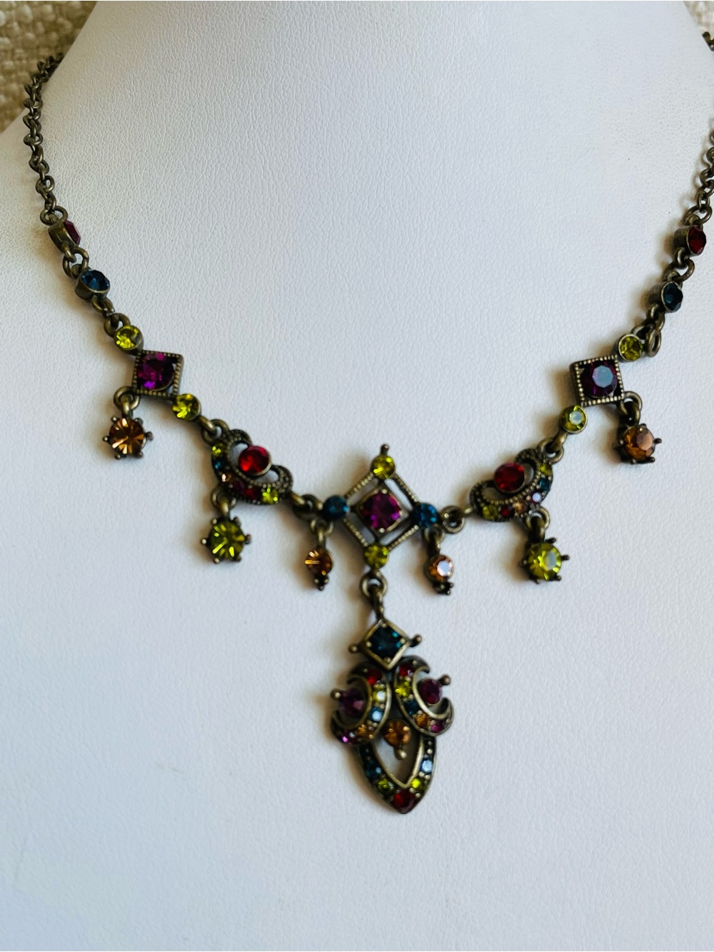 VCLM Vintage 90s Multicolor Victorian Style Necklace 15-18" L